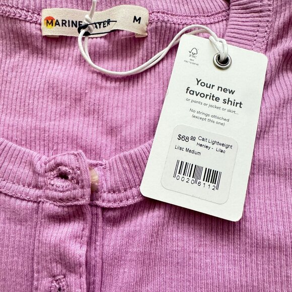 Marine layer Cait Lightweigh Henley-lilac Tee sz medium long sleeve relaxed new - Picture 7 of 14